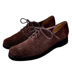 SALVATORE FERRAGAMO Brown Suede Derby Flat